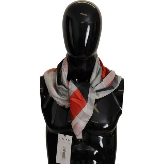 Costume National Elegant Silk Scarf in Gray Red Checkered Costume National