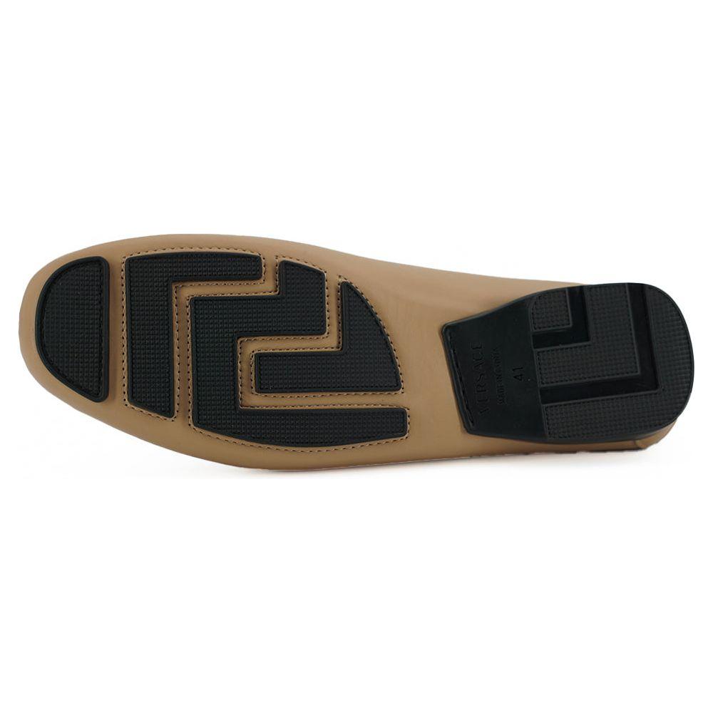 Versace Beige Calf Leather Loafers Shoes