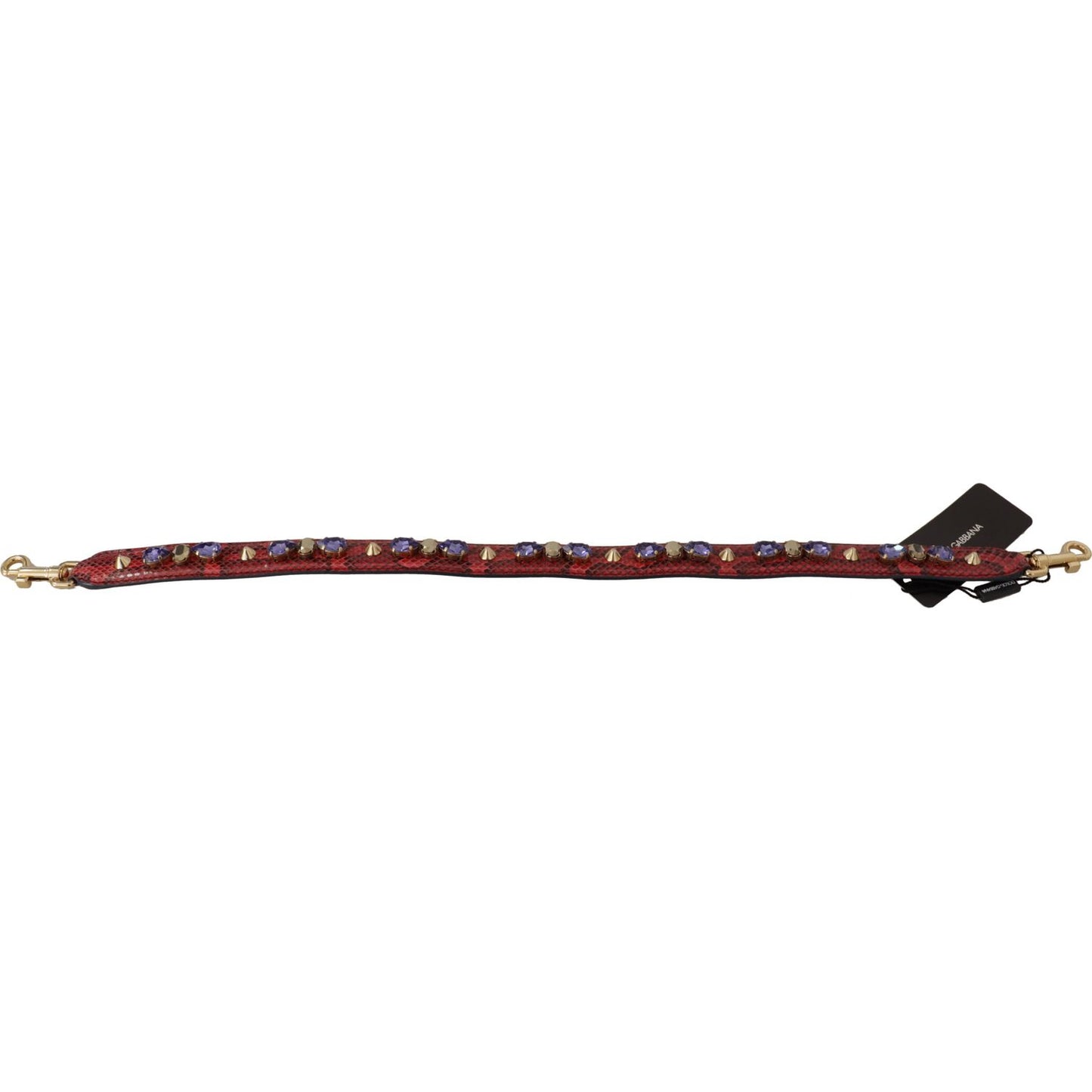 Dolce & Gabbana Red Exotic Leather Crystals Bag Shoulder Strap