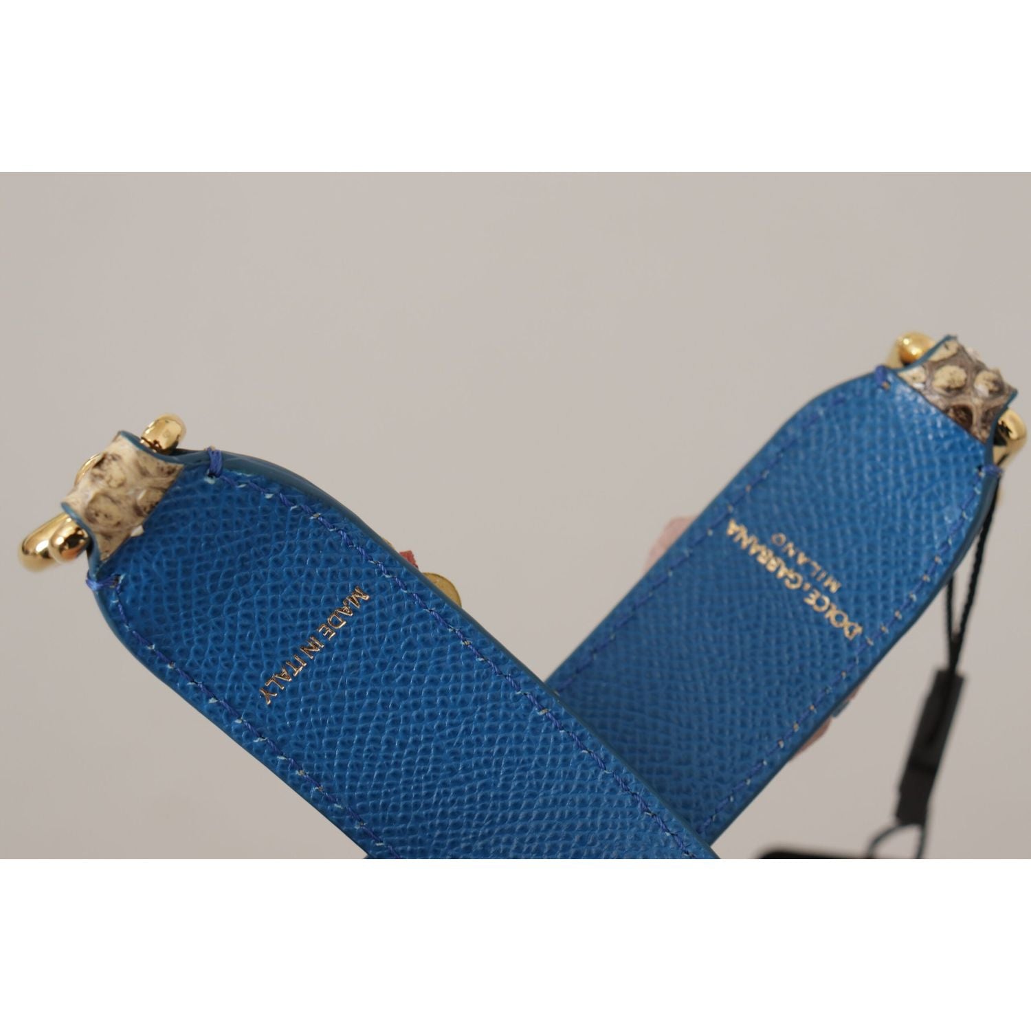 Dolce & Gabbana Beige Python Leather Floral Studded Shoulder Strap