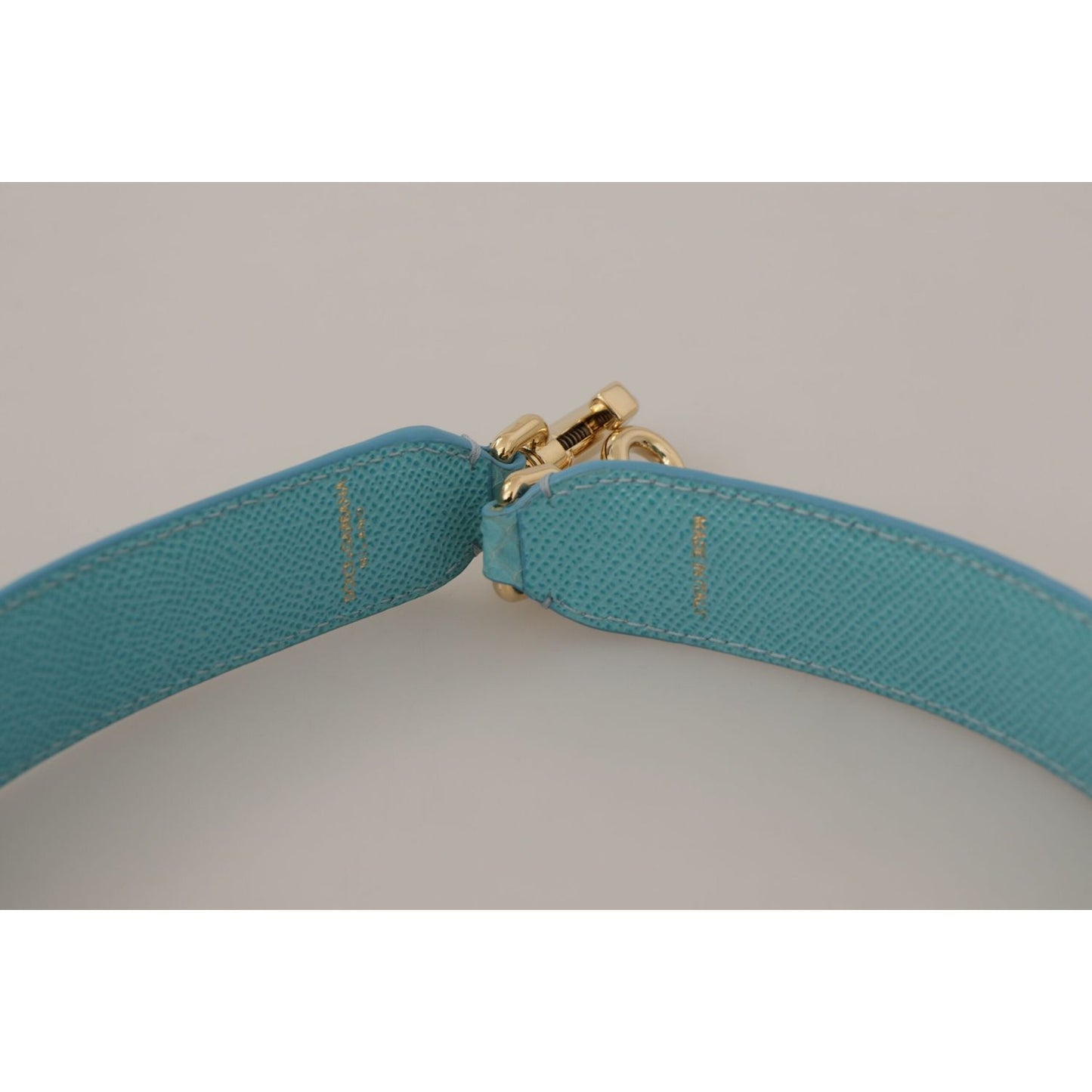 Dolce & Gabbana Elegant Blue Leather Bag Strap with Gold Accents Dolce & Gabbana