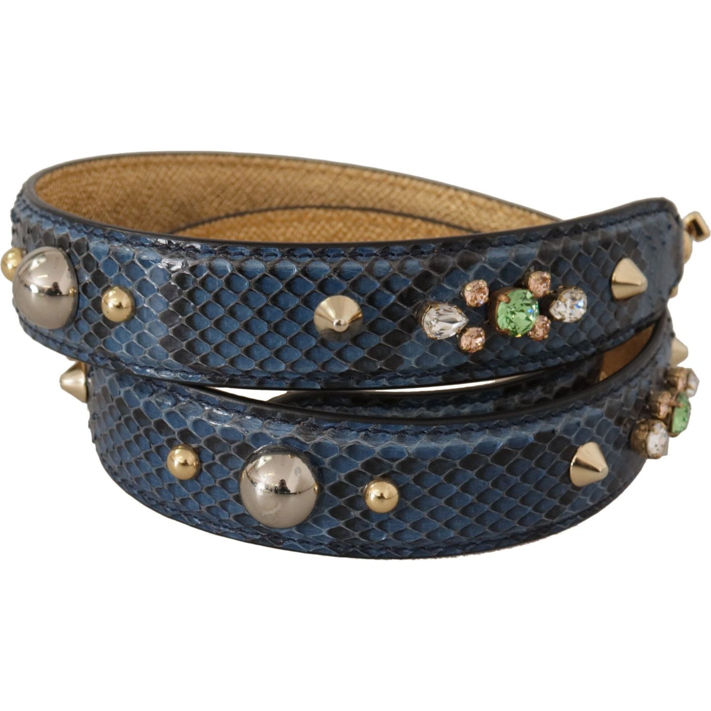 Dolce & Gabbana Blue Exotic Leather Crystals Shoulder Strap
