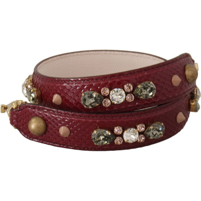Dolce & Gabbana Bordeaux Leather Crystals Bag Shoulder Strap