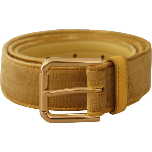 Elegant Velvet Designer Gold-Buckled Belt