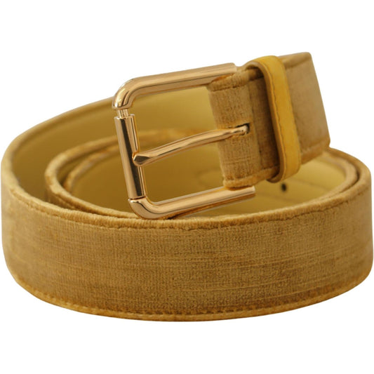 Elegant Velvet Designer Gold-Buckled Belt