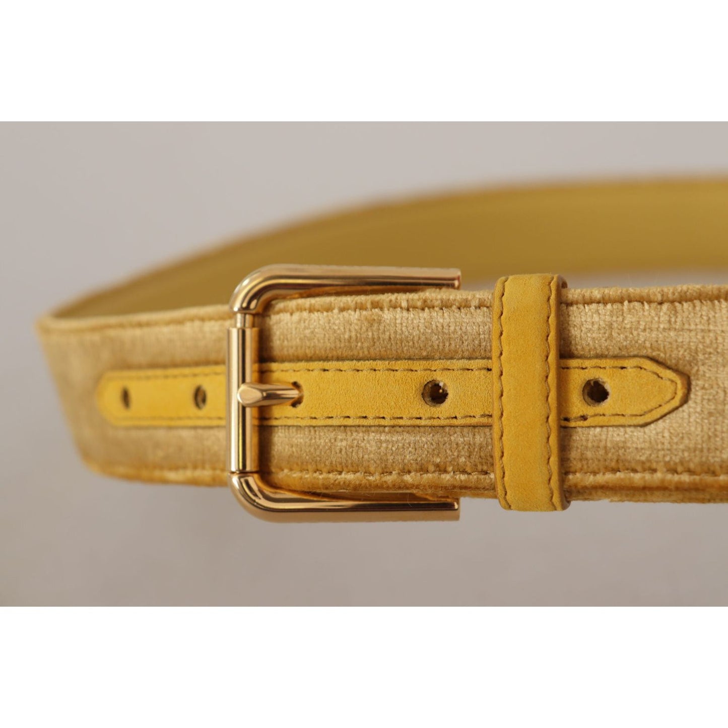 Dolce & Gabbana Elegant Velvet Designer Gold-Buckled Belt Dolce & Gabbana