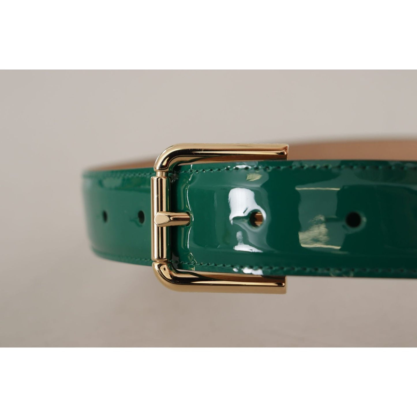 Dolce & Gabbana Elegant Green Leather Belt with Gold Buckle Detail Dolce & Gabbana