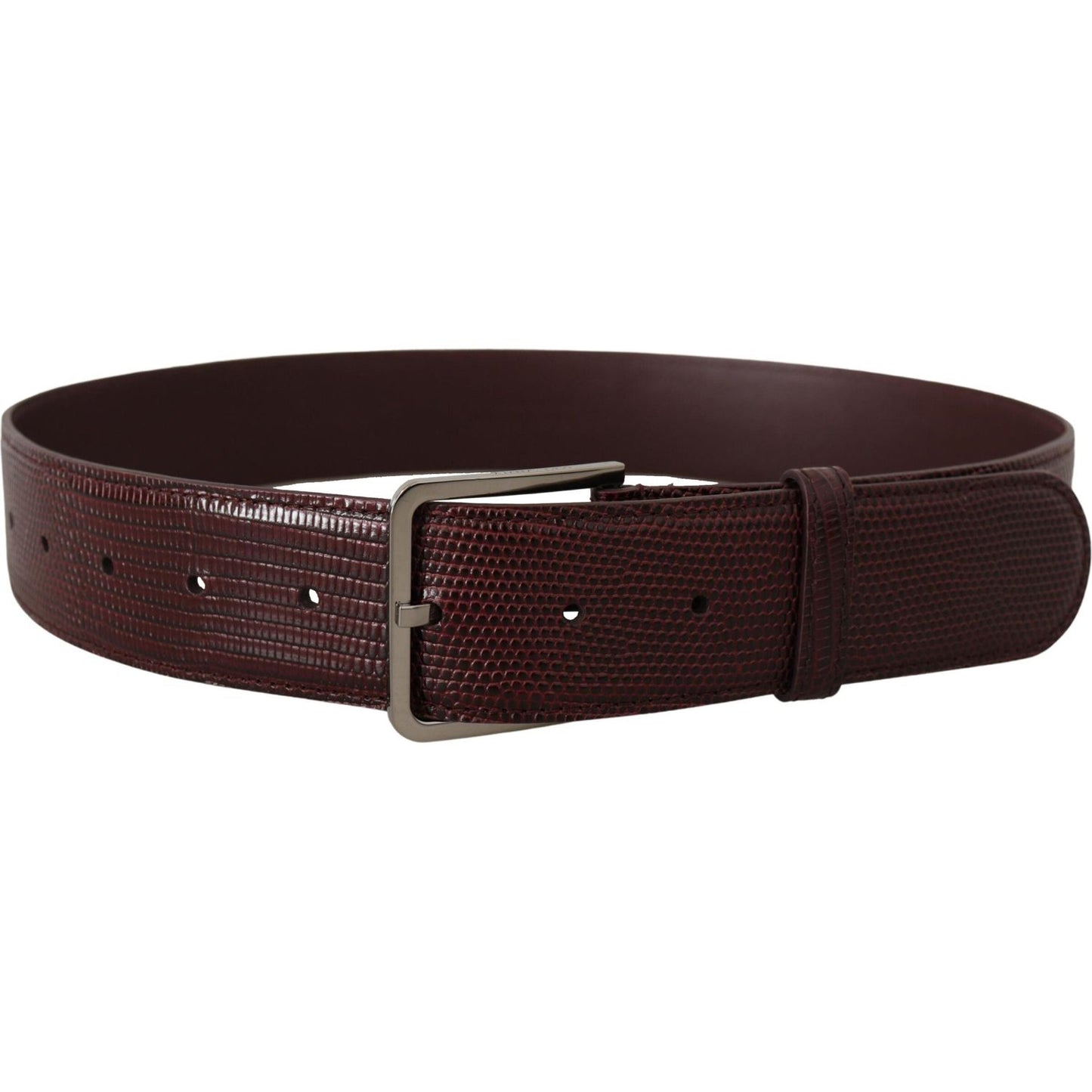 Dolce & Gabbana Elegant Maroon Leather Belt with Engraved Buckle Dolce & Gabbana