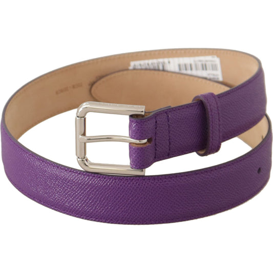 Dolce & Gabbana Elegant Purple Leather Belt with Logo Buckle Dolce & Gabbana