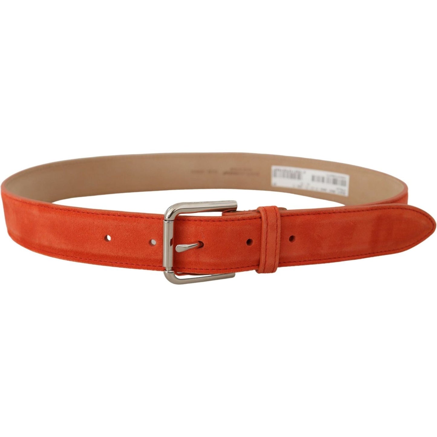 Elegant Suede Leather Belt in Vibrant Orange