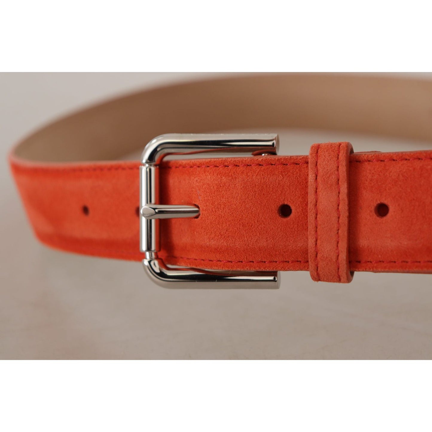 Elegant Suede Leather Belt in Vibrant Orange