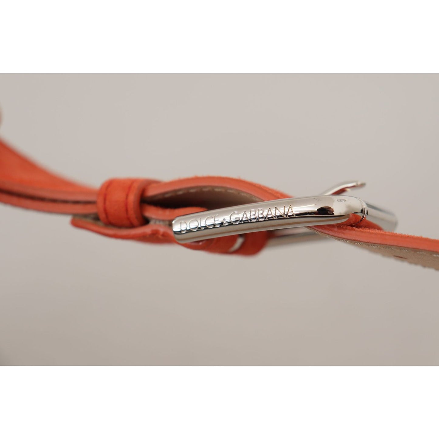 Elegant Suede Leather Belt in Vibrant Orange