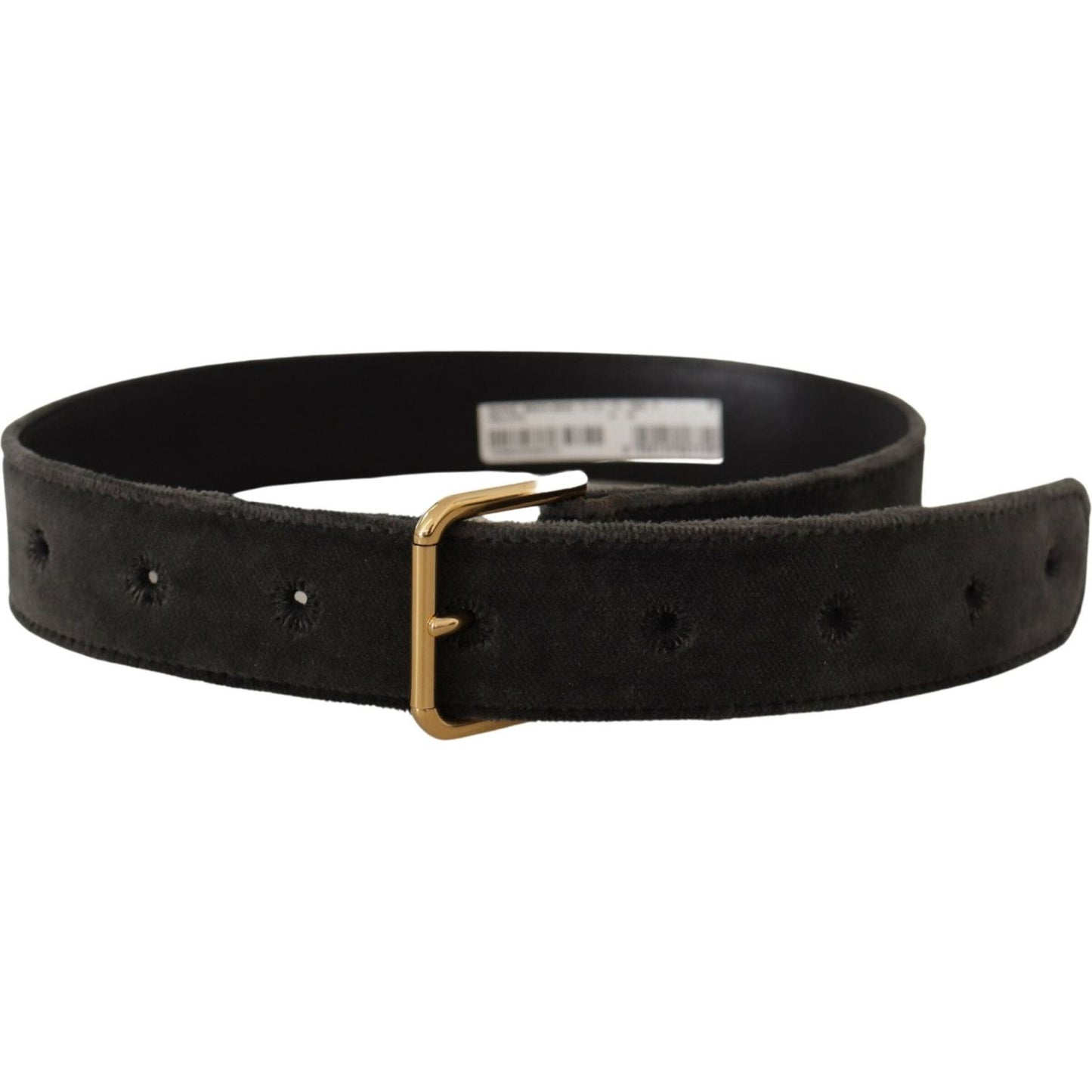 Dolce & Gabbana Elegant Velvet Belt with Engraved Buckle Dolce & Gabbana