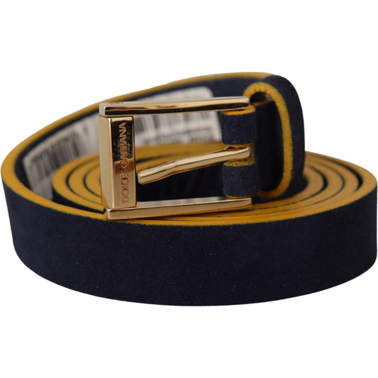 Dolce & Gabbana Chic Blue Suede Logo Buckle Belt Dolce & Gabbana