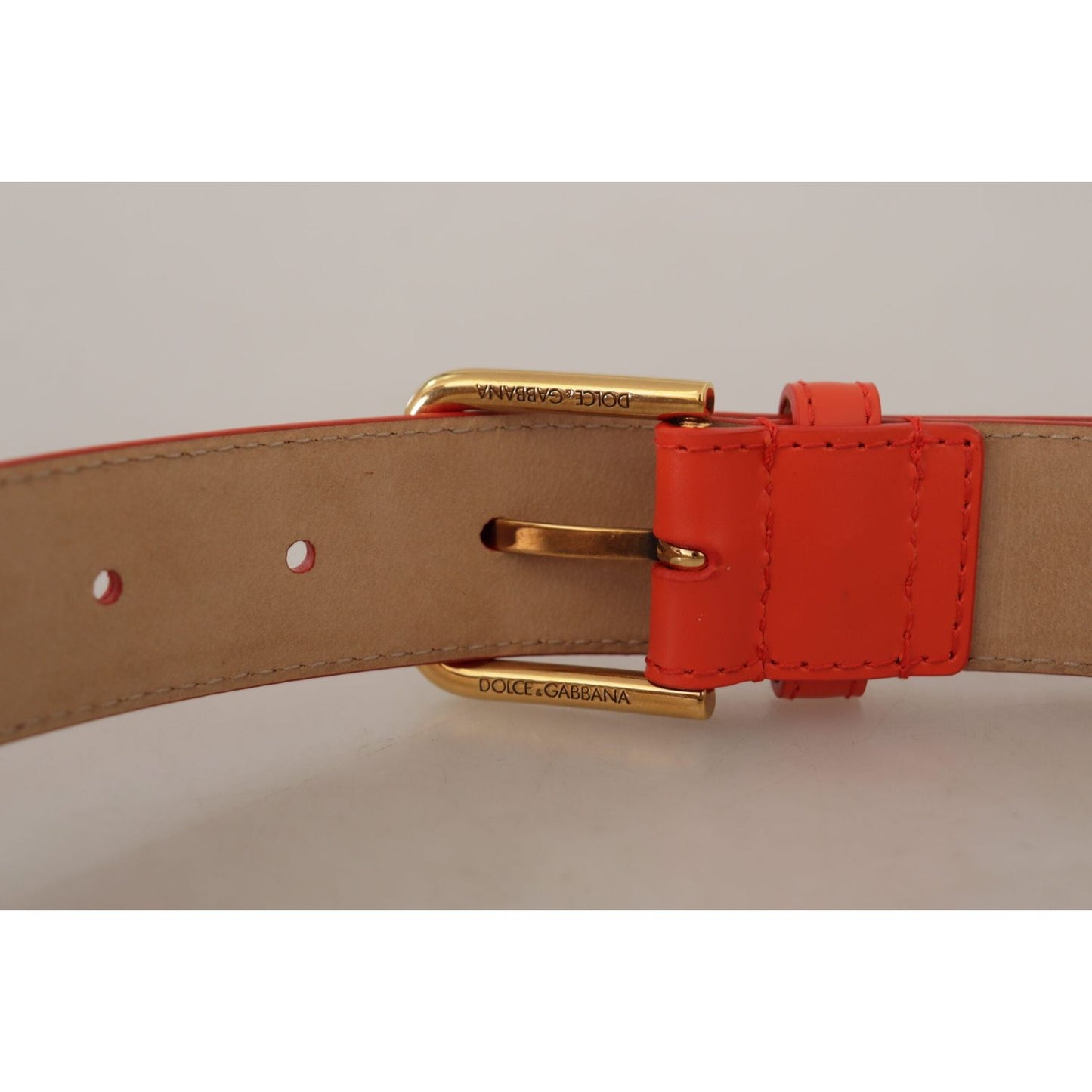 Chic Orange Leather Belt with Headphone Case