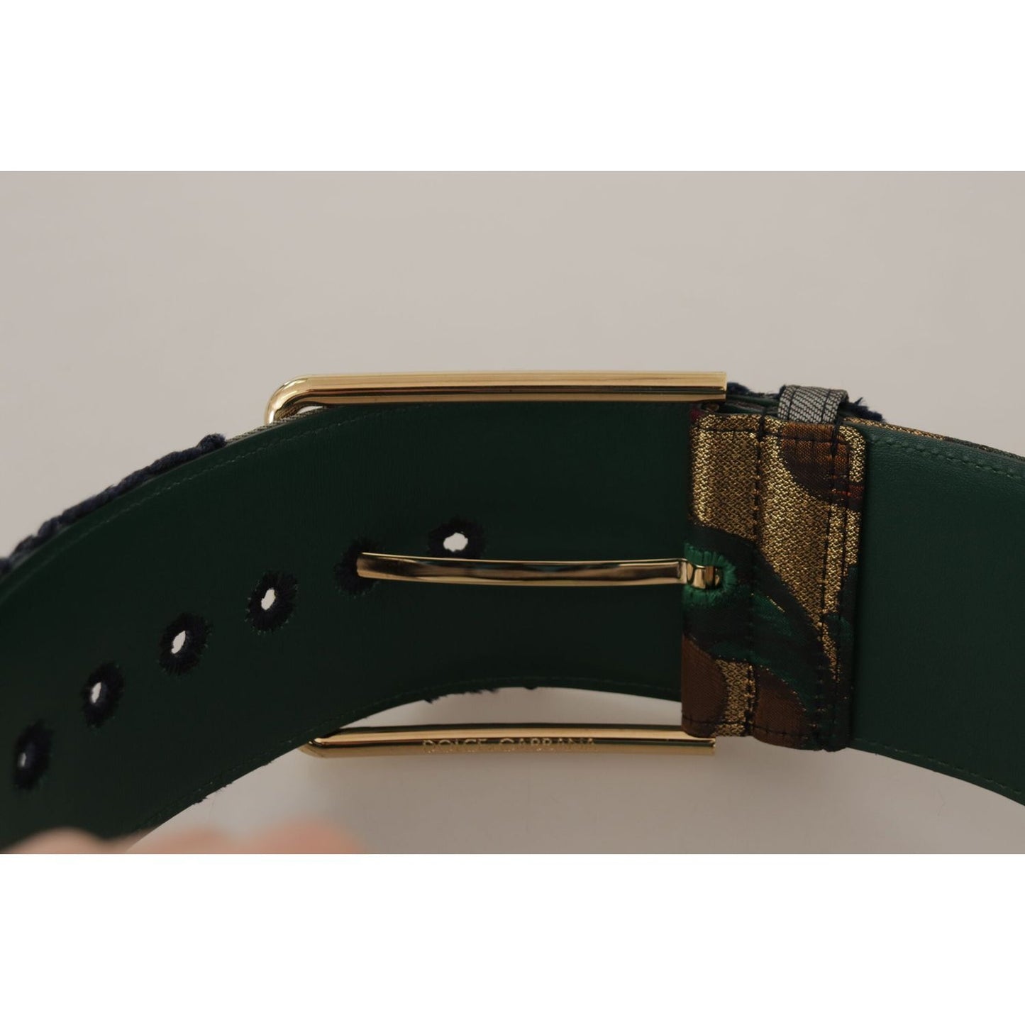 Dolce & Gabbana Elegant Green Leather Belt with Logo Buckle Dolce & Gabbana