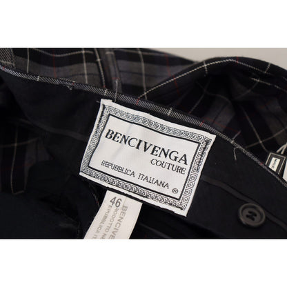 BENCIVENGA Gray Checkered Slim Fit Men Pants