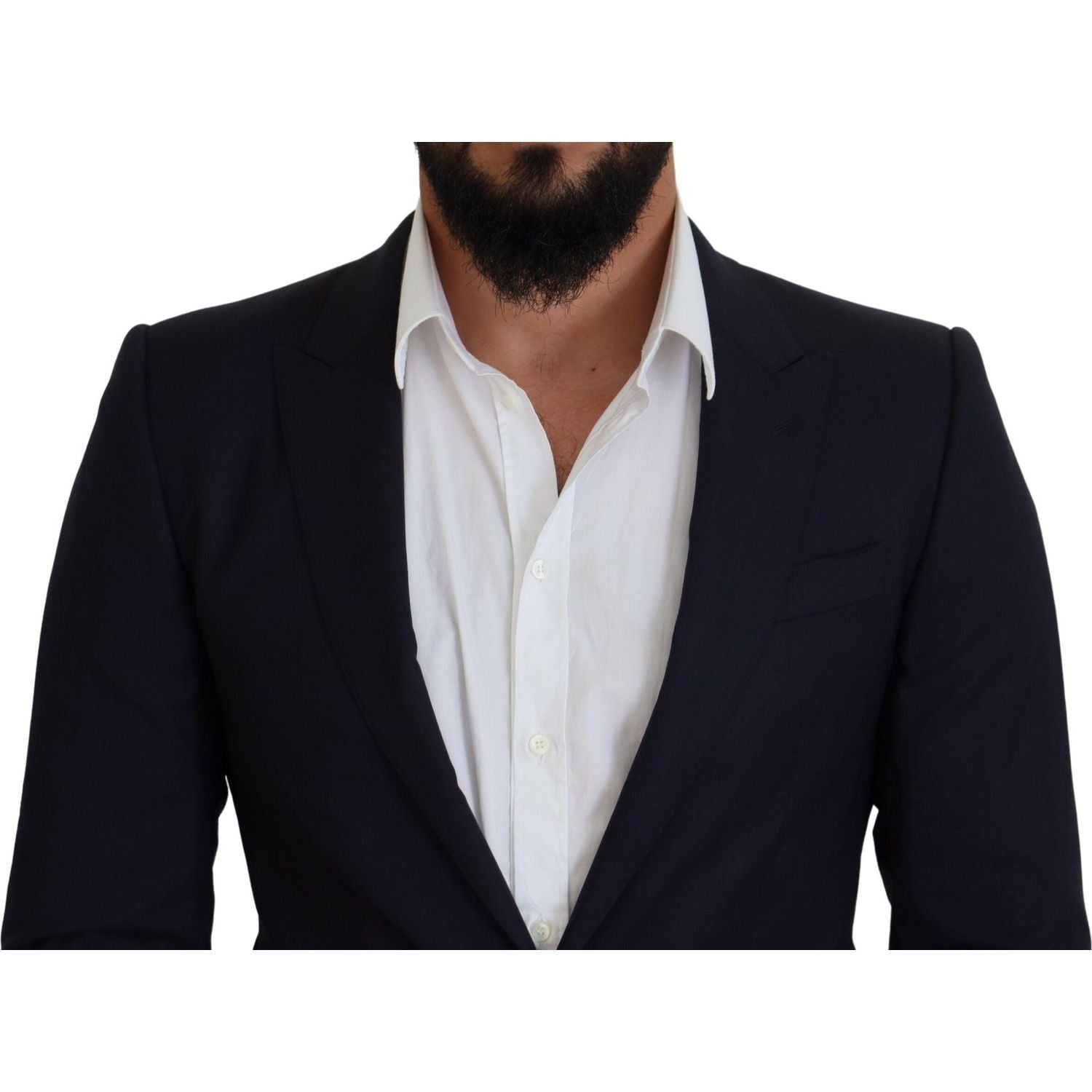 Dolce & Gabbana Blue Wool Slim Fit Formal Coat Blazer