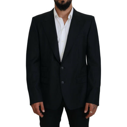 Dolce & Gabbana Dark Blue Wool Formal Sicilia Blazer