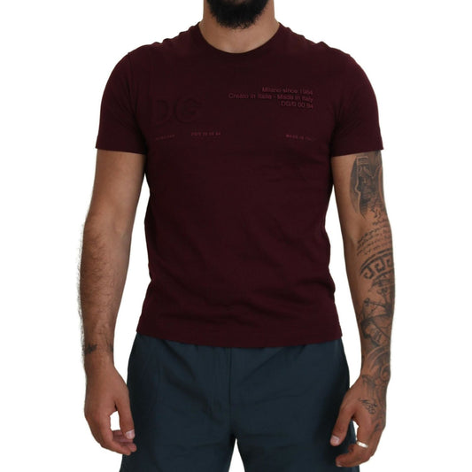 Dolce & Gabbana Elegant Maroon Crew Neck Casual Tee Dolce & Gabbana