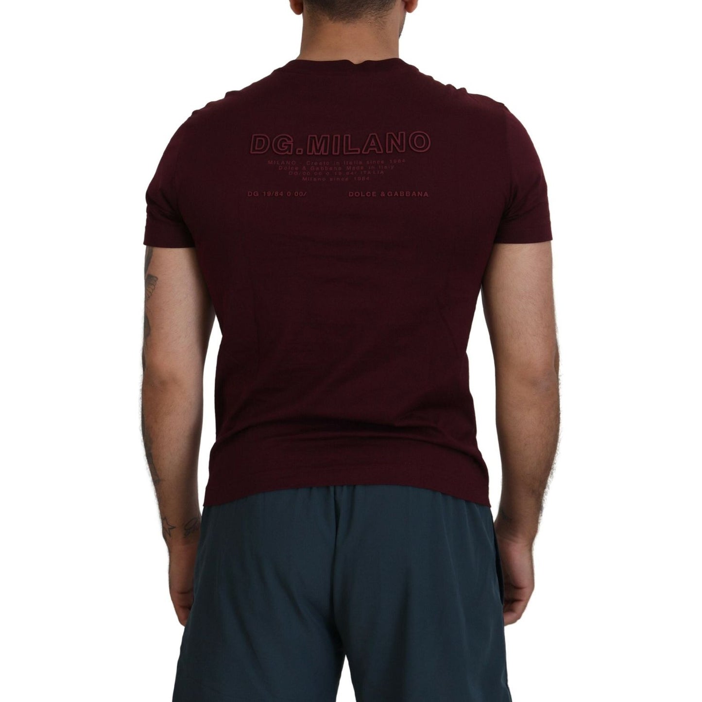 Dolce & Gabbana Elegant Maroon Crew Neck Casual Tee Dolce & Gabbana