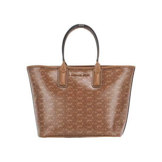 Michael Kors Jodie Small Jacquard Logo Recycled Polyester Tote Handbag Luggage Brown Michael Kors