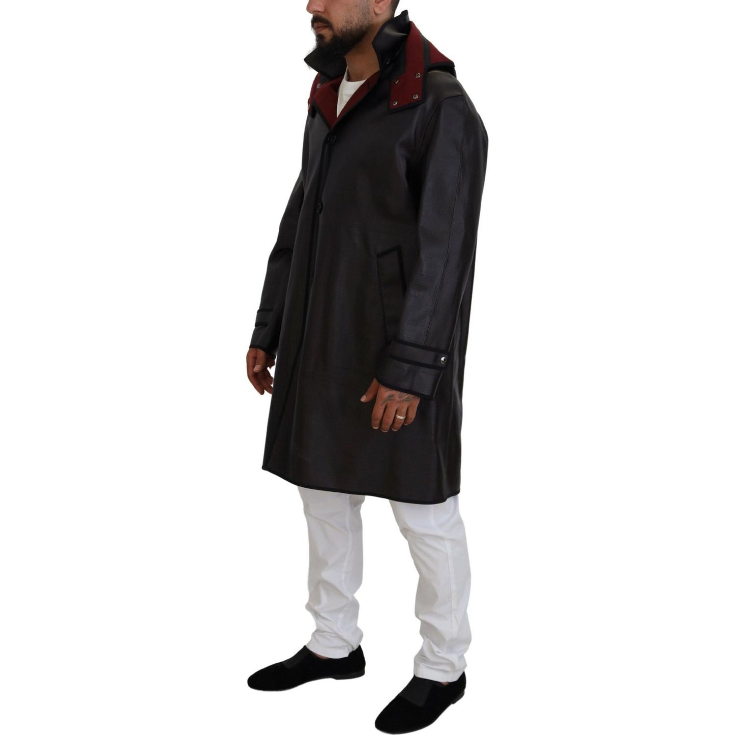 Dolce & Gabbana Black Trench Hooded Parka Cotton Jacket