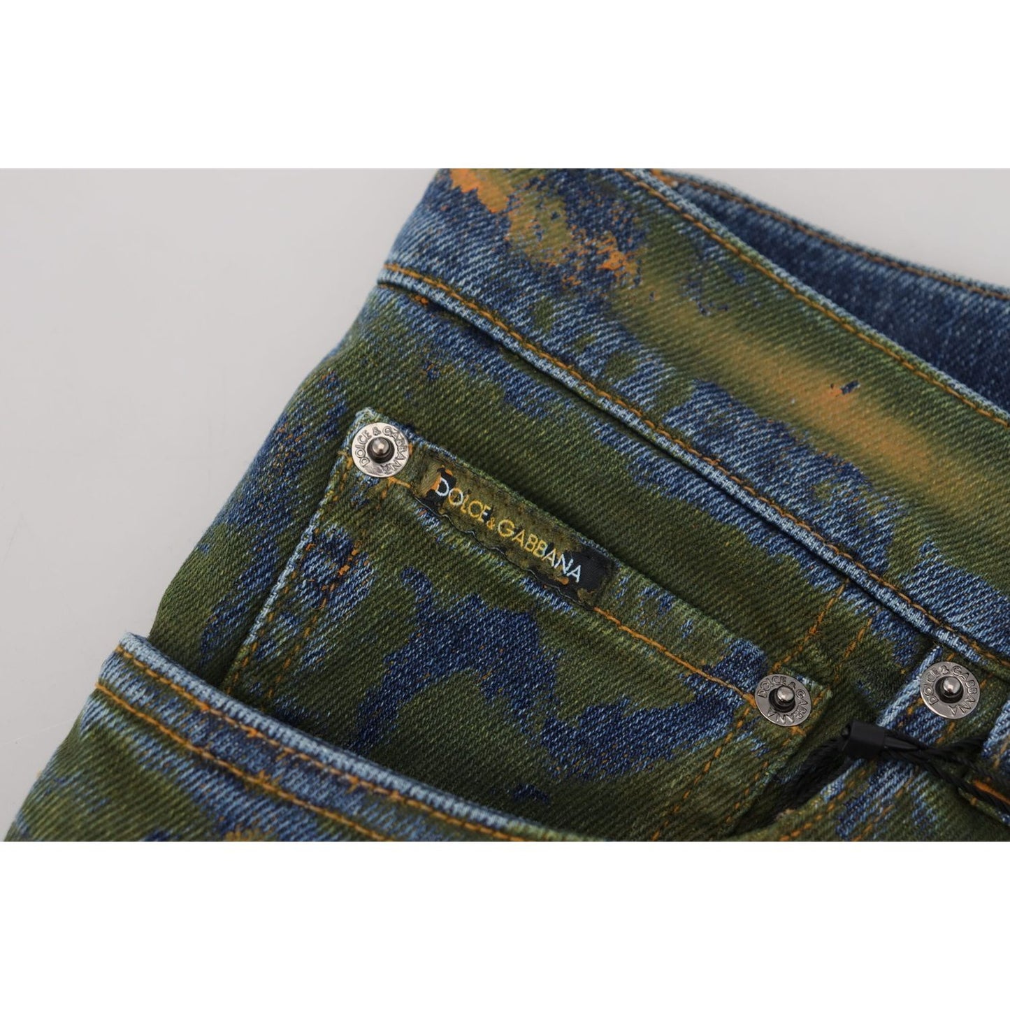 Dolce & Gabbana Blue Green Skinny Cotton Denim Jeans