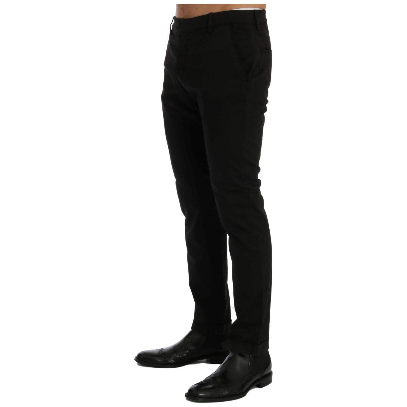 Costume National Black Slim Fit Cotton Stretch Pants