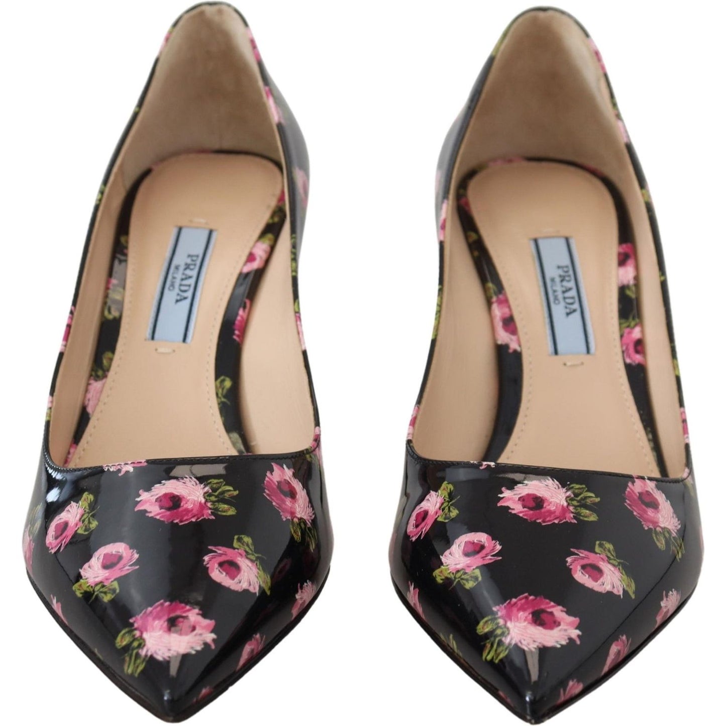 Prada Elegant Floral Print Leather Pumps Prada