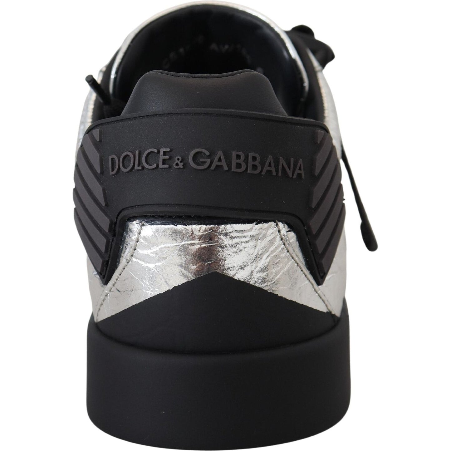 Dolce & Gabbana Exclusive Silver and Black Low Top Leather Sneakers Dolce & Gabbana