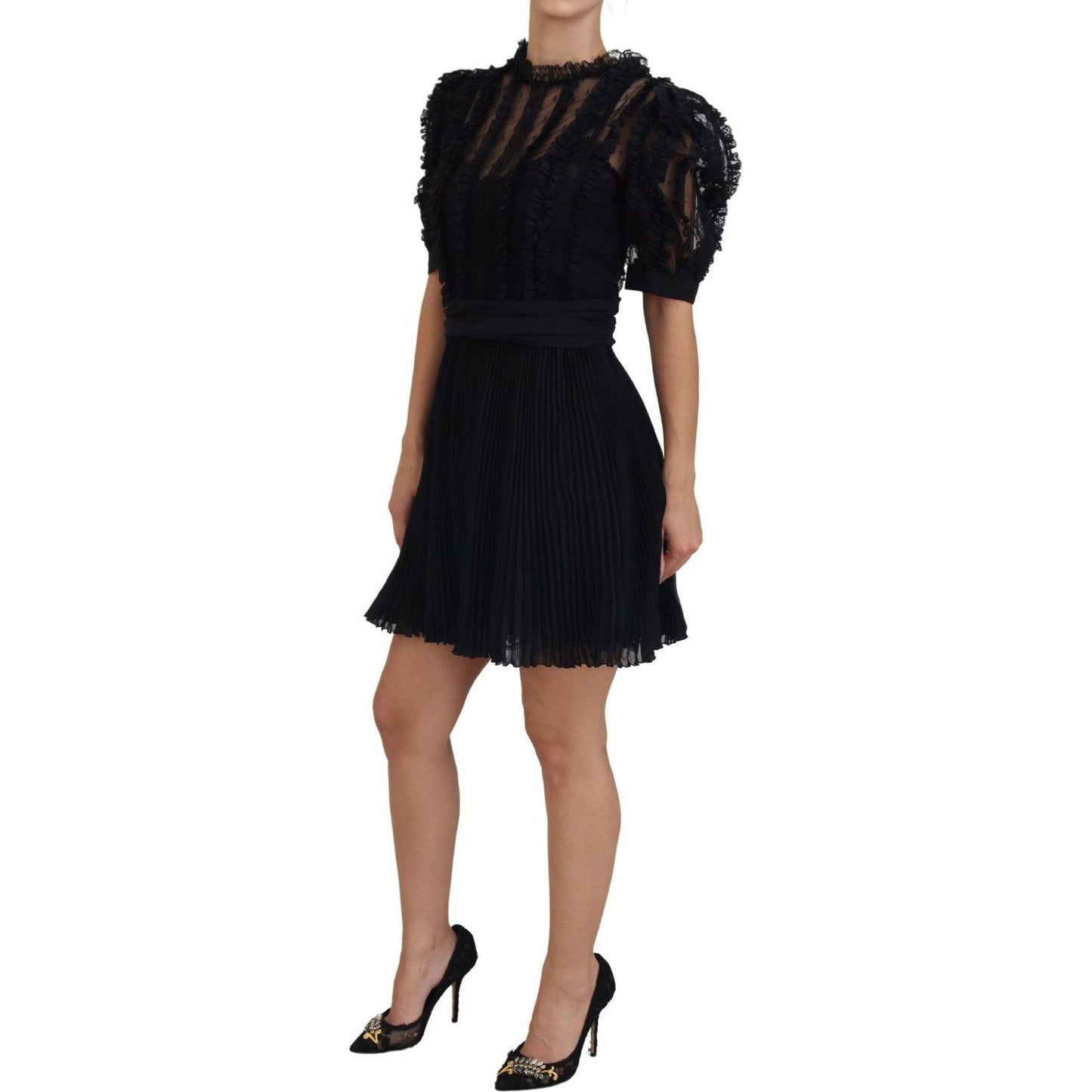 Dolce & Gabbana Elegant Lace Detailed A-Line Mini Dress Dolce & Gabbana