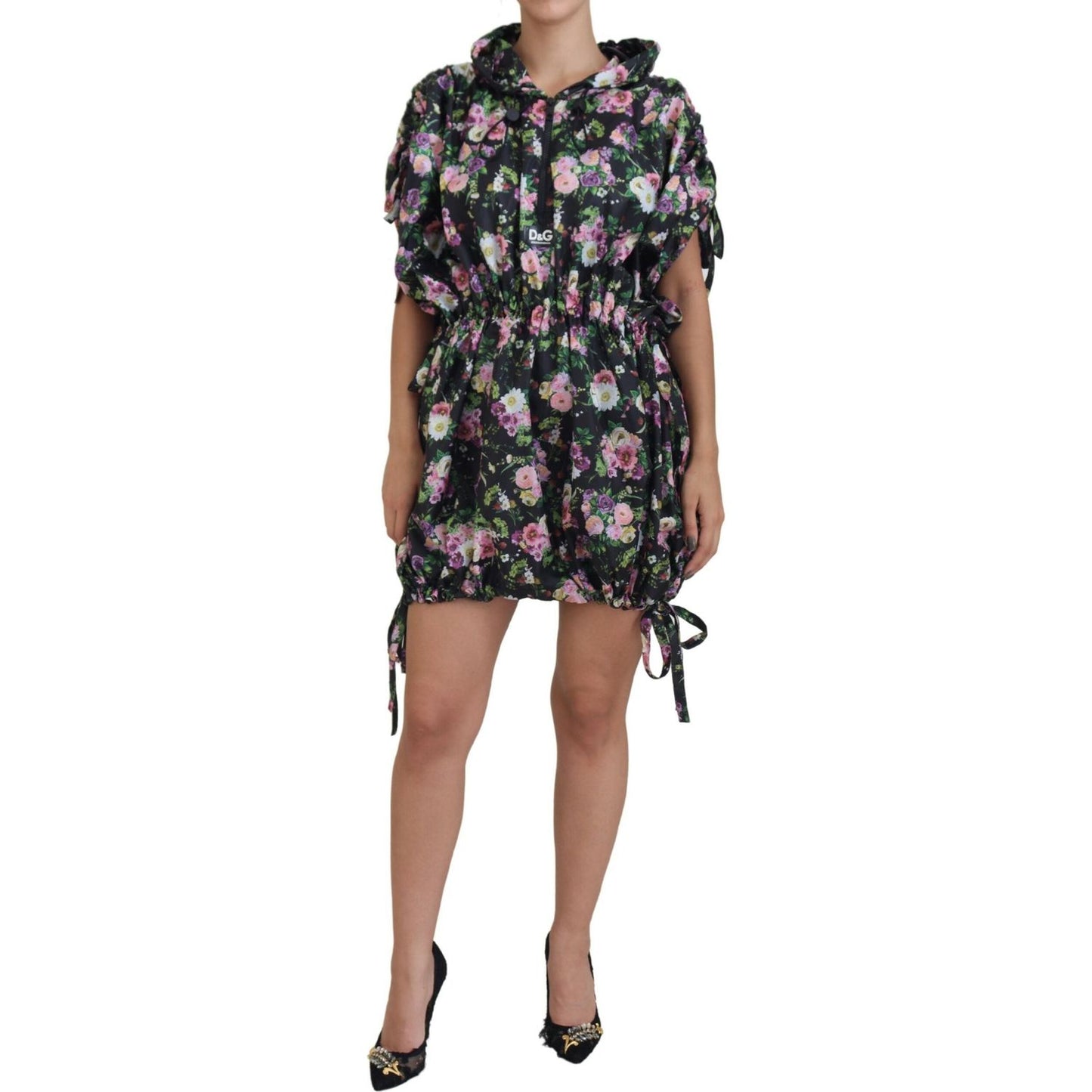 Dolce & Gabbana Elegant Floral Mini Dress with Logo Detail Dolce & Gabbana