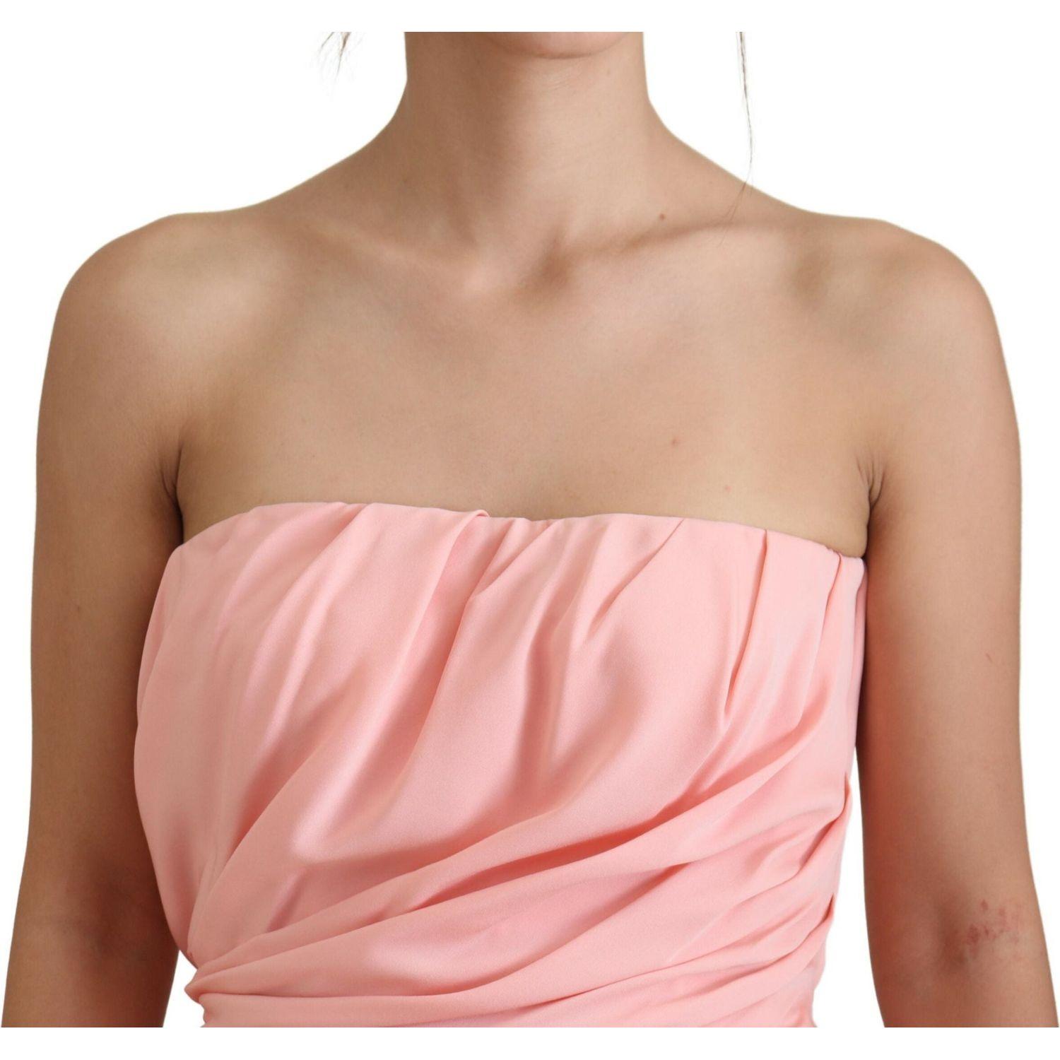Dolce & Gabbana Pink Silk Stretch Strapless Sheath Dress