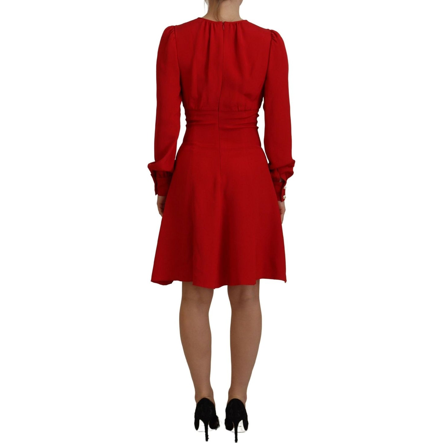 Dolce & Gabbana Elegant Red Silk A-Line Knee Length Dress Dolce & Gabbana