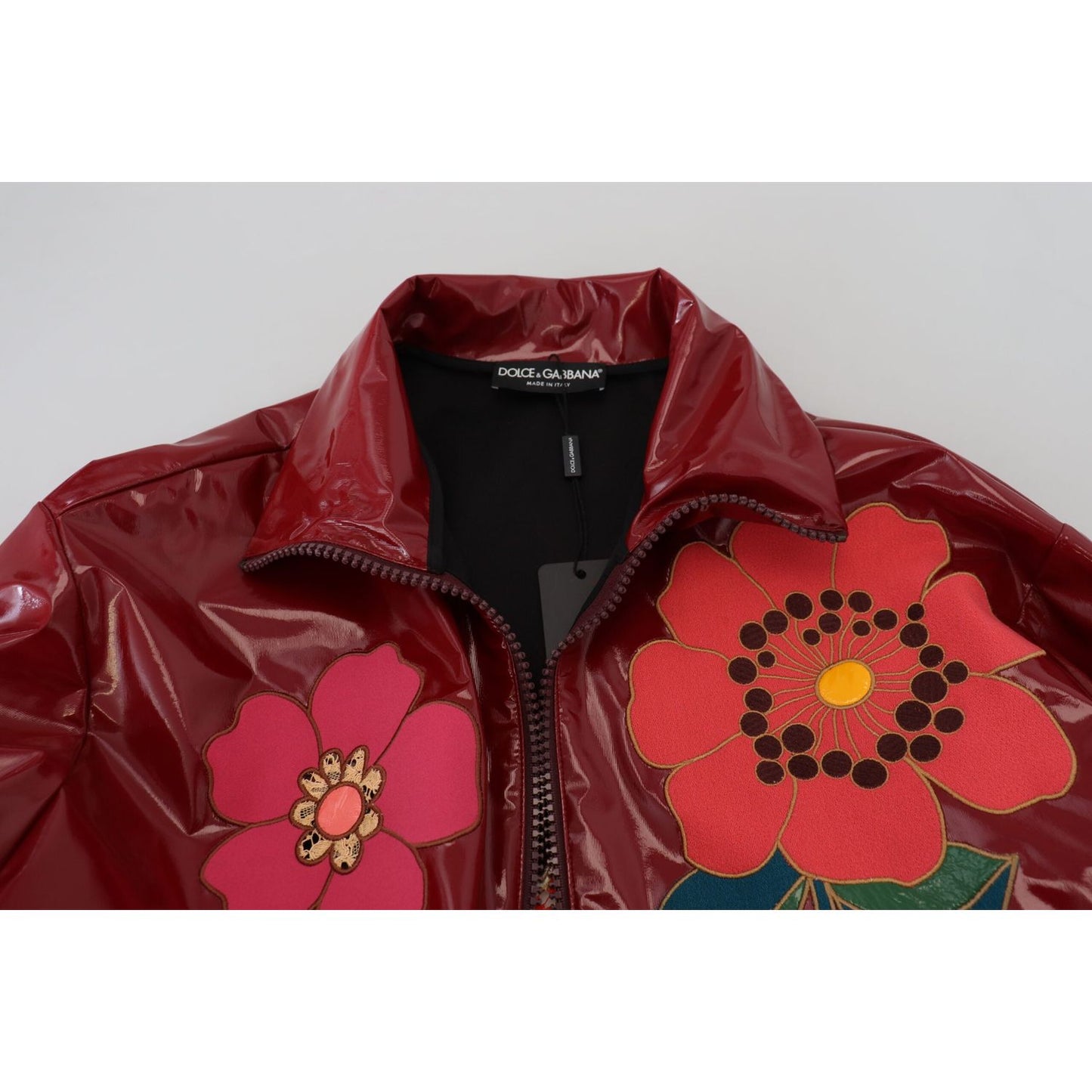 Dolce & Gabbana Maroon Floral Luxe Jacket Dolce & Gabbana