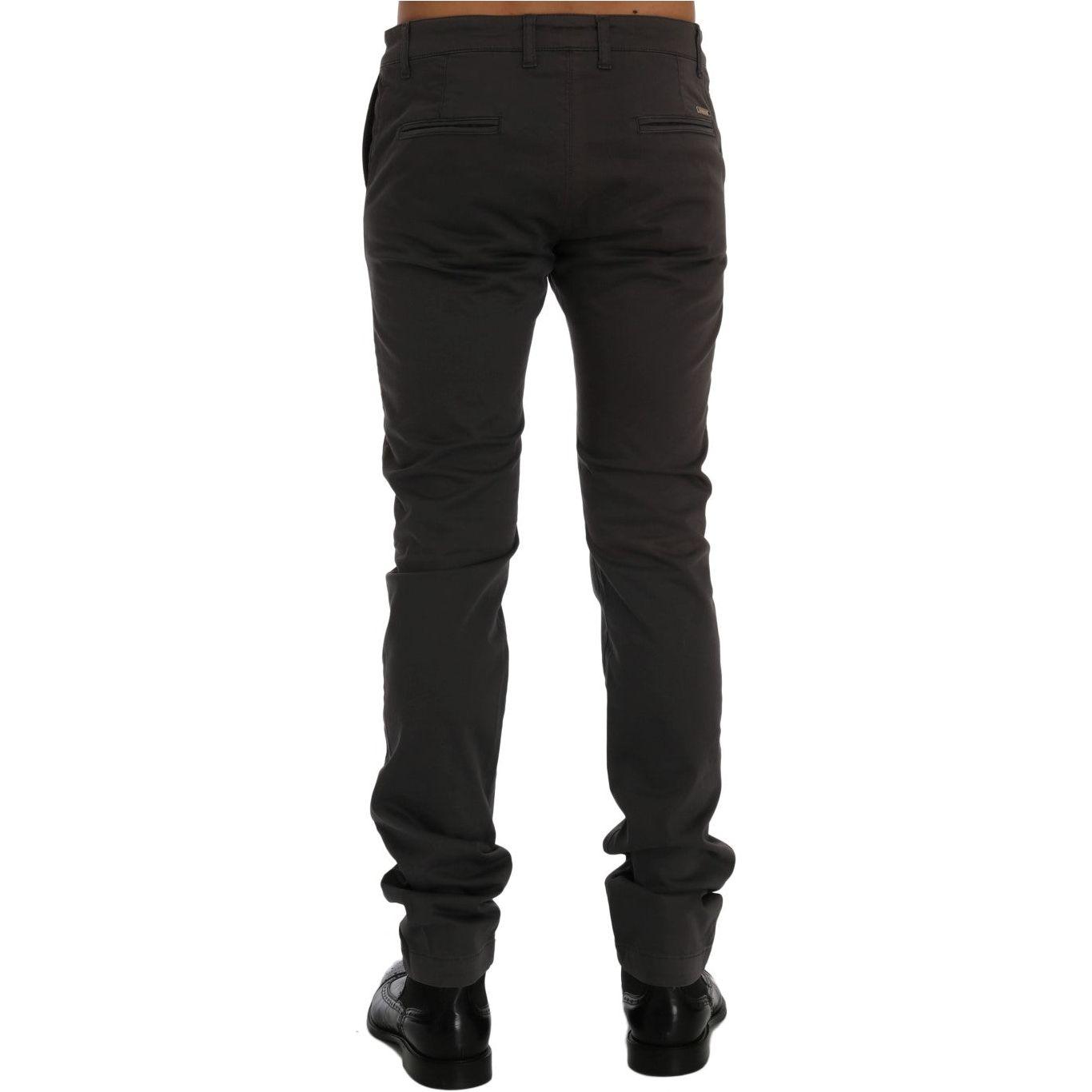 GF Ferre Gray Cotton Stretch Chinos Pants