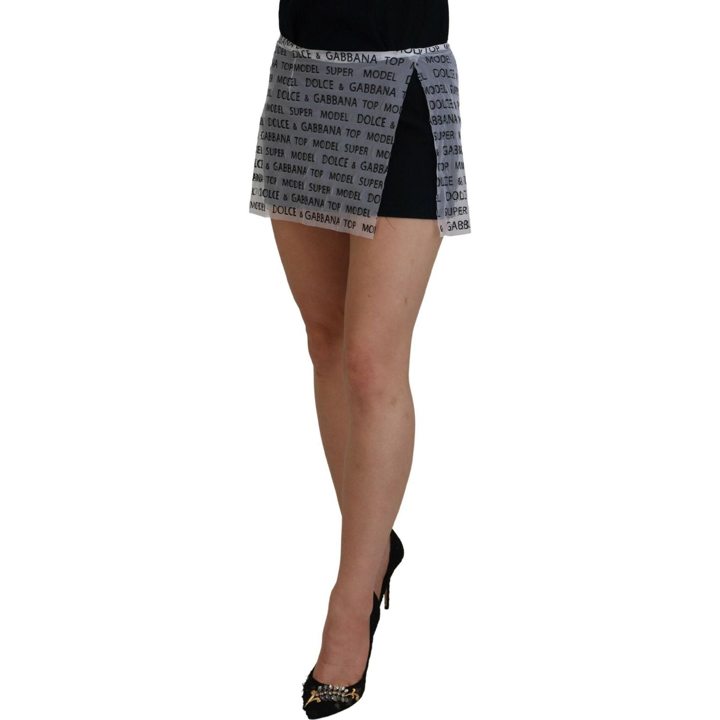 Dolce & Gabbana Elegant White Logo Print Mini Skirt Dolce & Gabbana