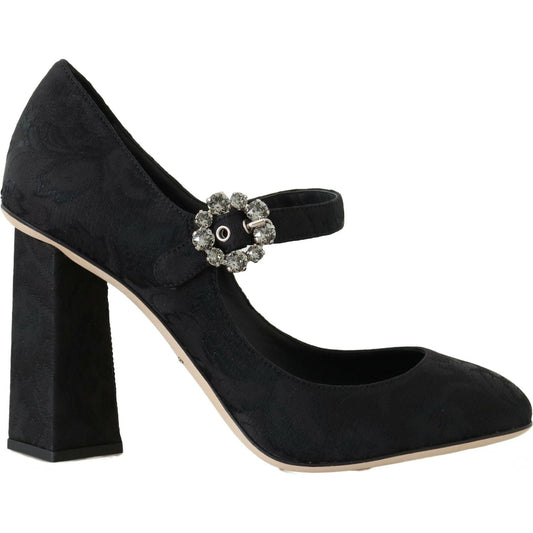 Dolce & Gabbana Elegant Black Crystal Brocade Pumps Dolce & Gabbana