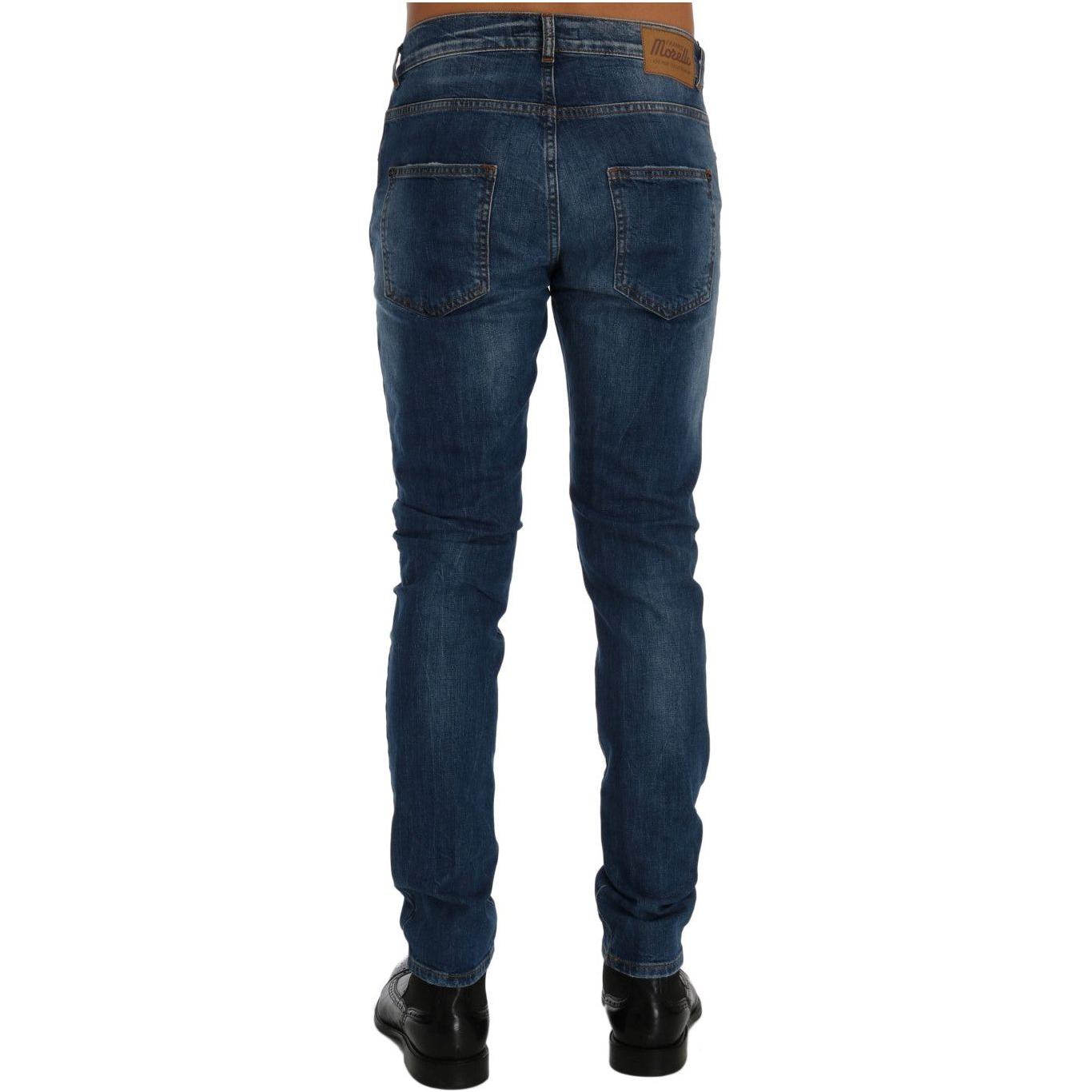 Frankie Morello Chic Slim Fit Blue Distressed Jeans Frankie Morello