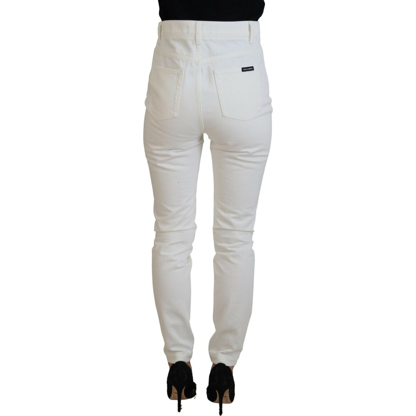 Dolce & Gabbana Svelte High Waist Slim Jeans in Off White Dolce & Gabbana