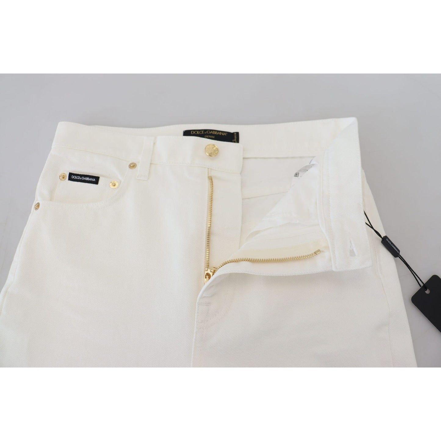 Dolce & Gabbana Svelte High Waist Slim Jeans in Off White Dolce & Gabbana