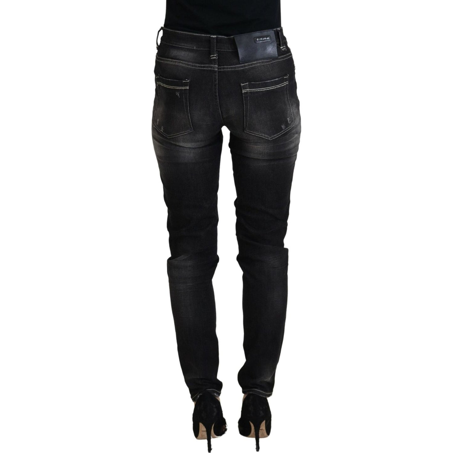 Acht Elegant Tapered Mid Waist Black Jeans Acht