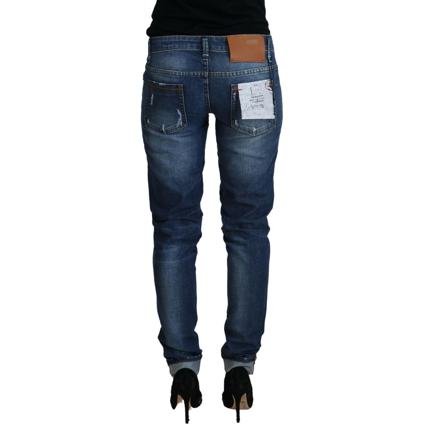 Acht Elegant Blue Washed Low Waist Skinny Jeans Acht