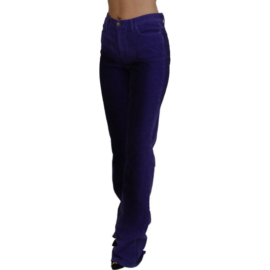 Just Cavalli Elegant Purple Corduroy Straight Fit Pants Just Cavalli