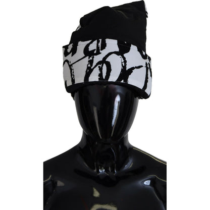Dolce & Gabbana White Printed Nylon Women Winter Beanie Cap Hat