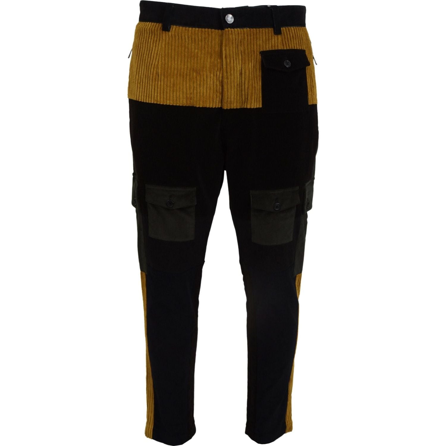 Dolce & Gabbana Black Yellow Cotton Men Pants