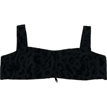 Dolce & Gabbana Black Leopard Cropped Bustier Corset Bra Top