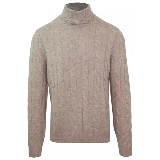 Malo Elegant Beige Wool-Cashmere Turtleneck Sweater Malo