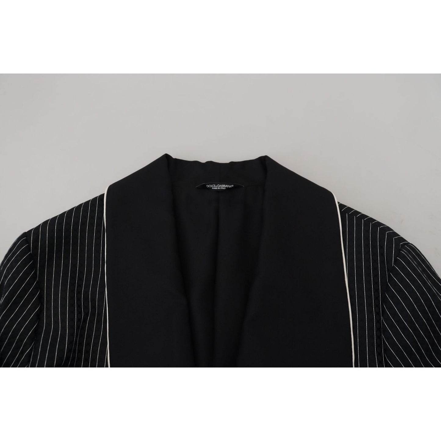 Dolce & Gabbana Black Robe Striped DG Patch Jacket Men Blazer